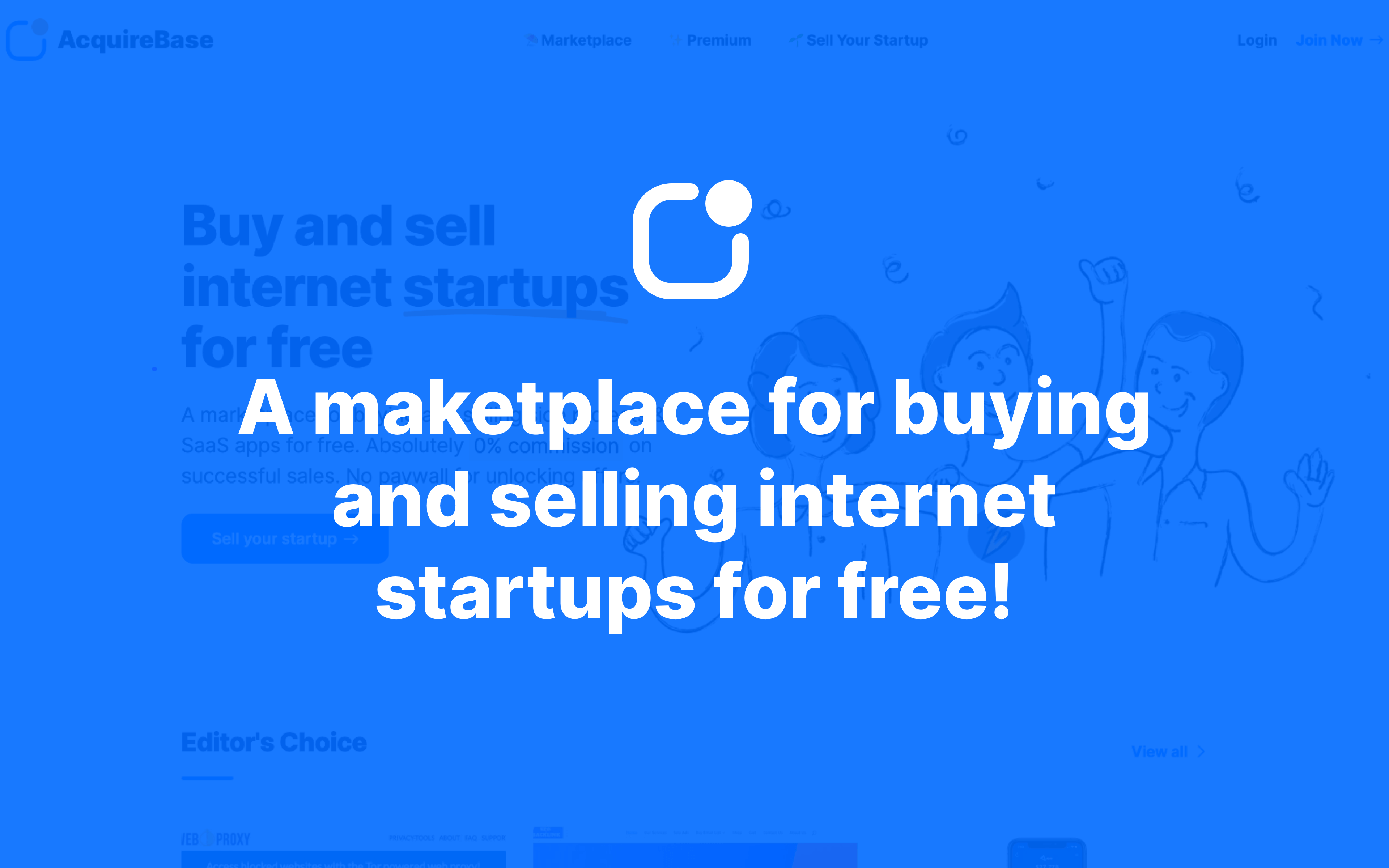 🌱 AcquireBase: Buy and sell internet startups for free
